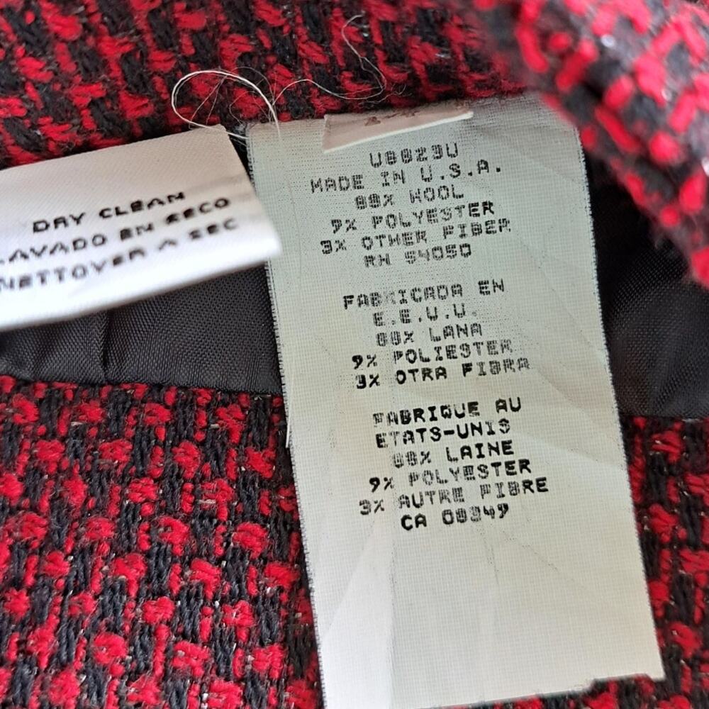 Evan-Picone Vintage Wool Blend Skirt Suit Set Metallic Red Black Tweed Size 14 - Picture 5 of 9